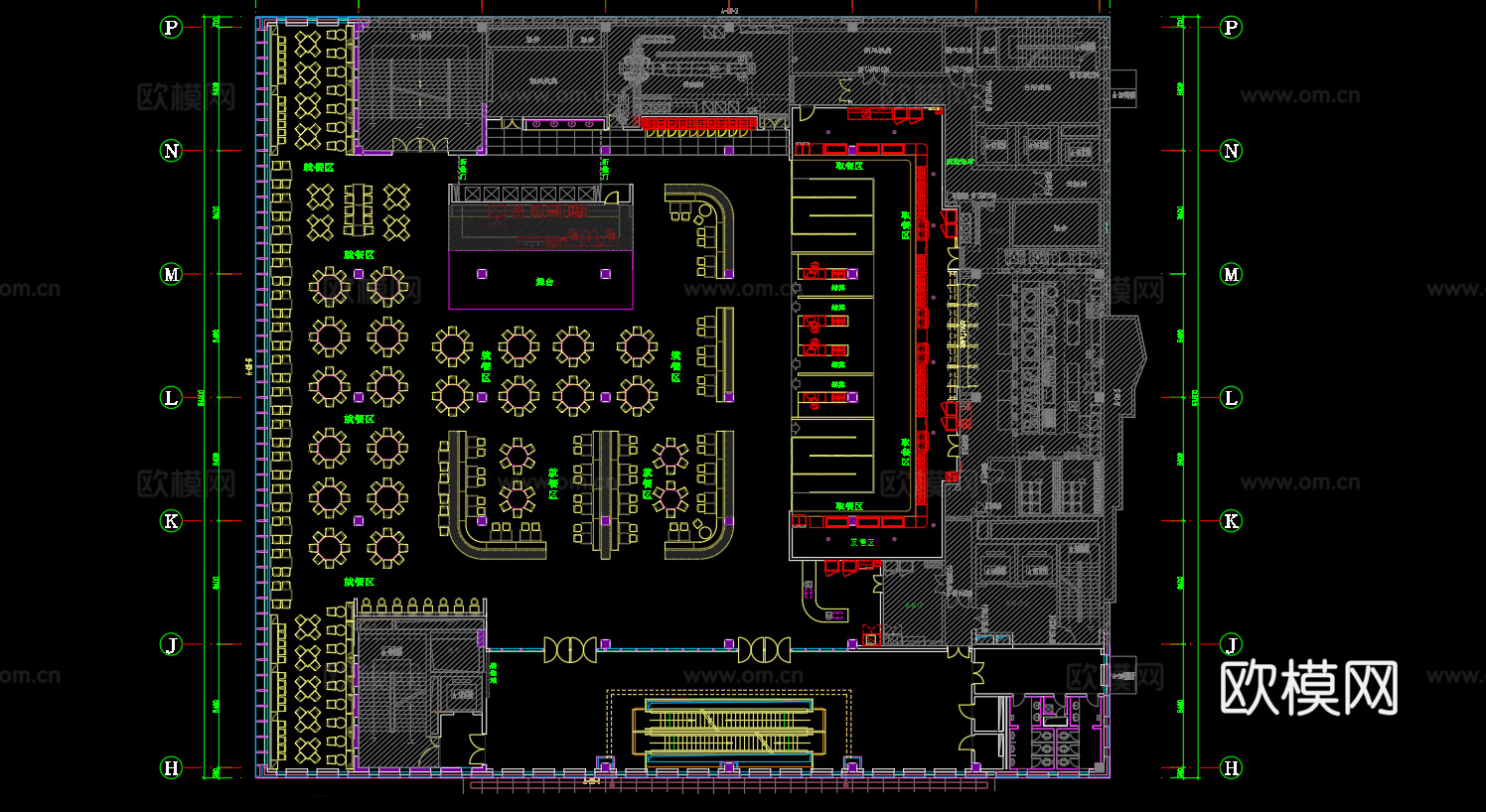 食堂餐饮CAD平面图cad施工图