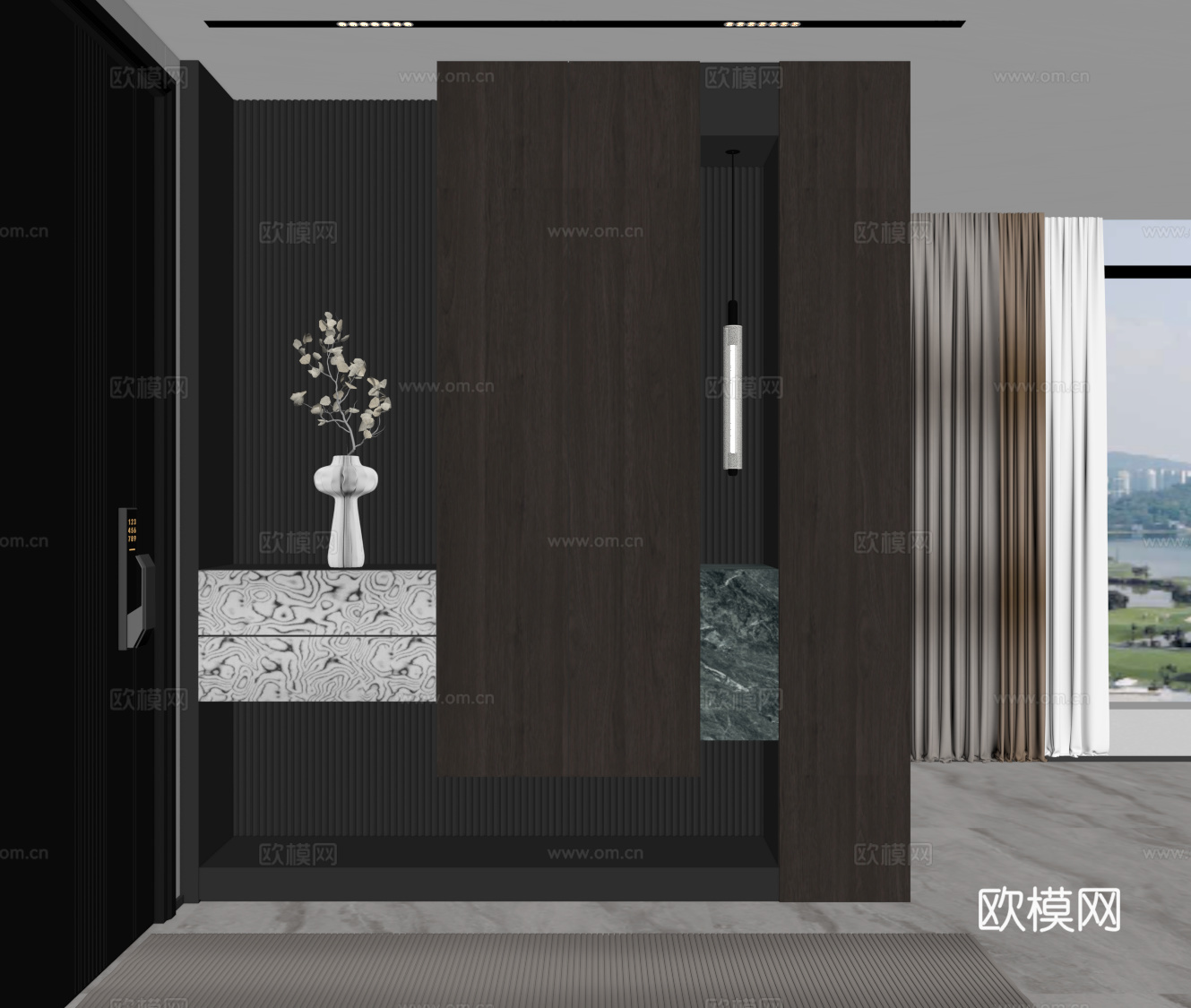 现代意式玄关 鞋柜su模型