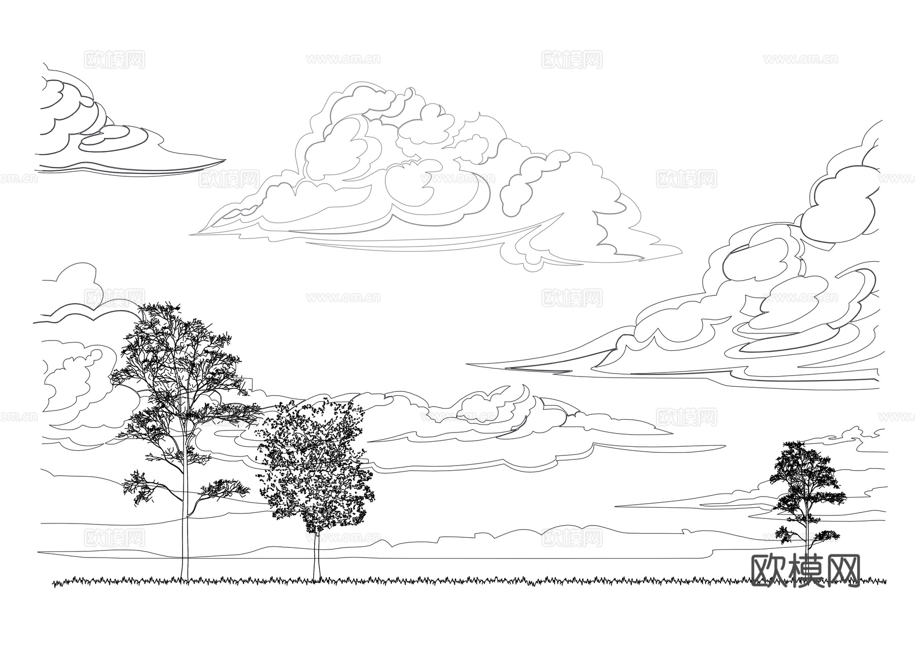 云彩 云朵 云层 云团 浮云cad施工图