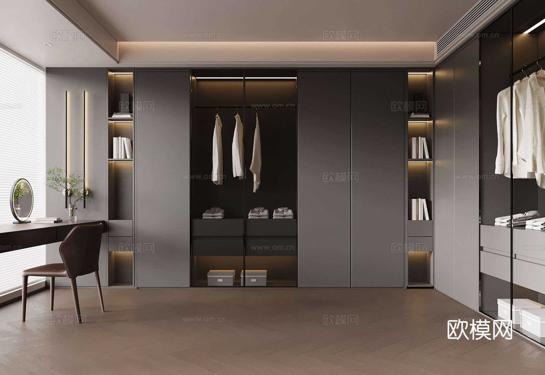 现代意式衣帽间su模型