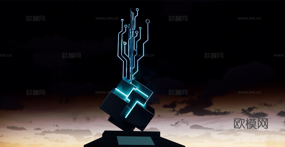 现代科技感景观雕塑su模型