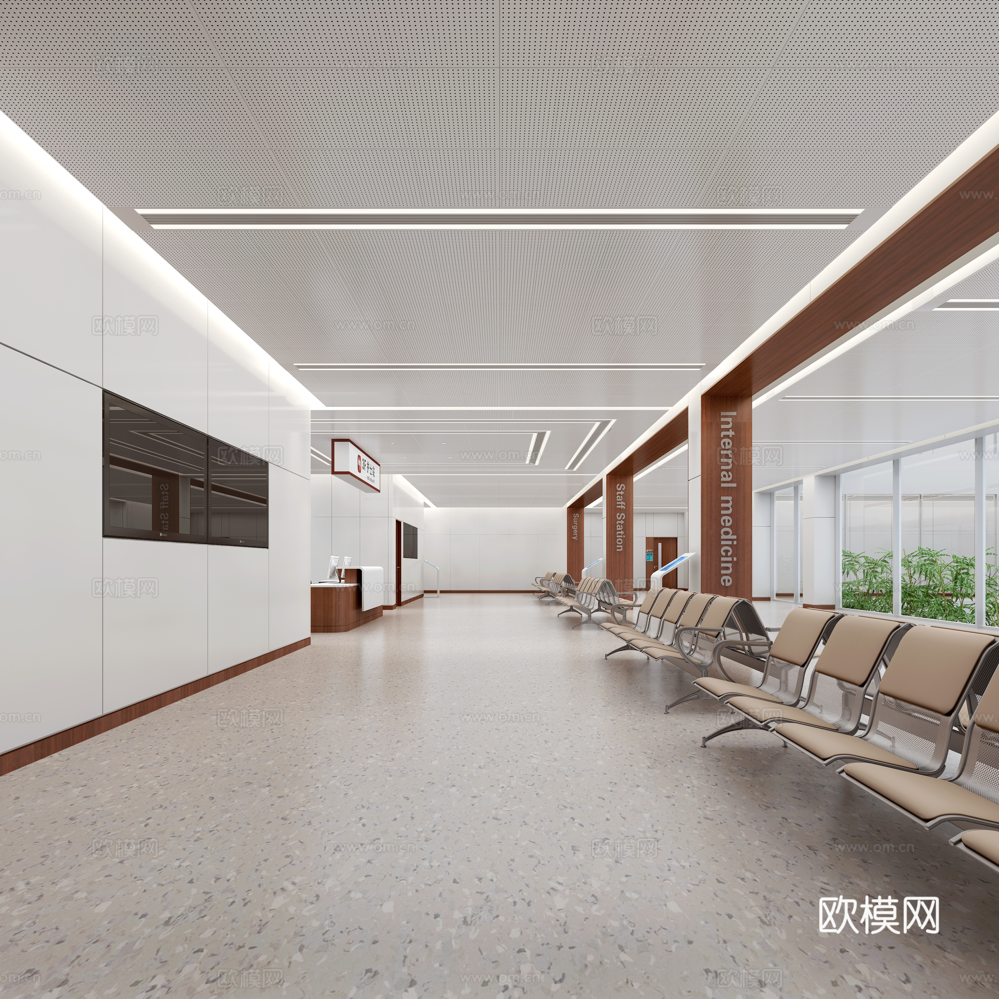 现代中医院候诊区3d模型