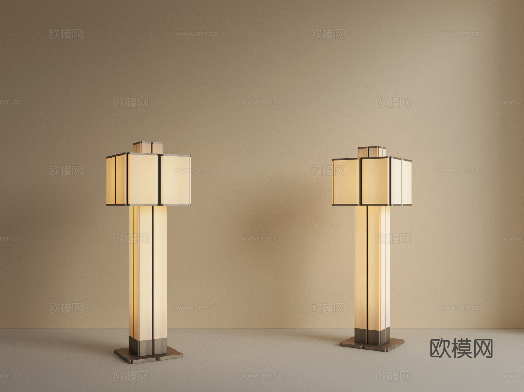 现代复古落地灯 客厅落地灯 艺术落地灯 书房落地灯su模型