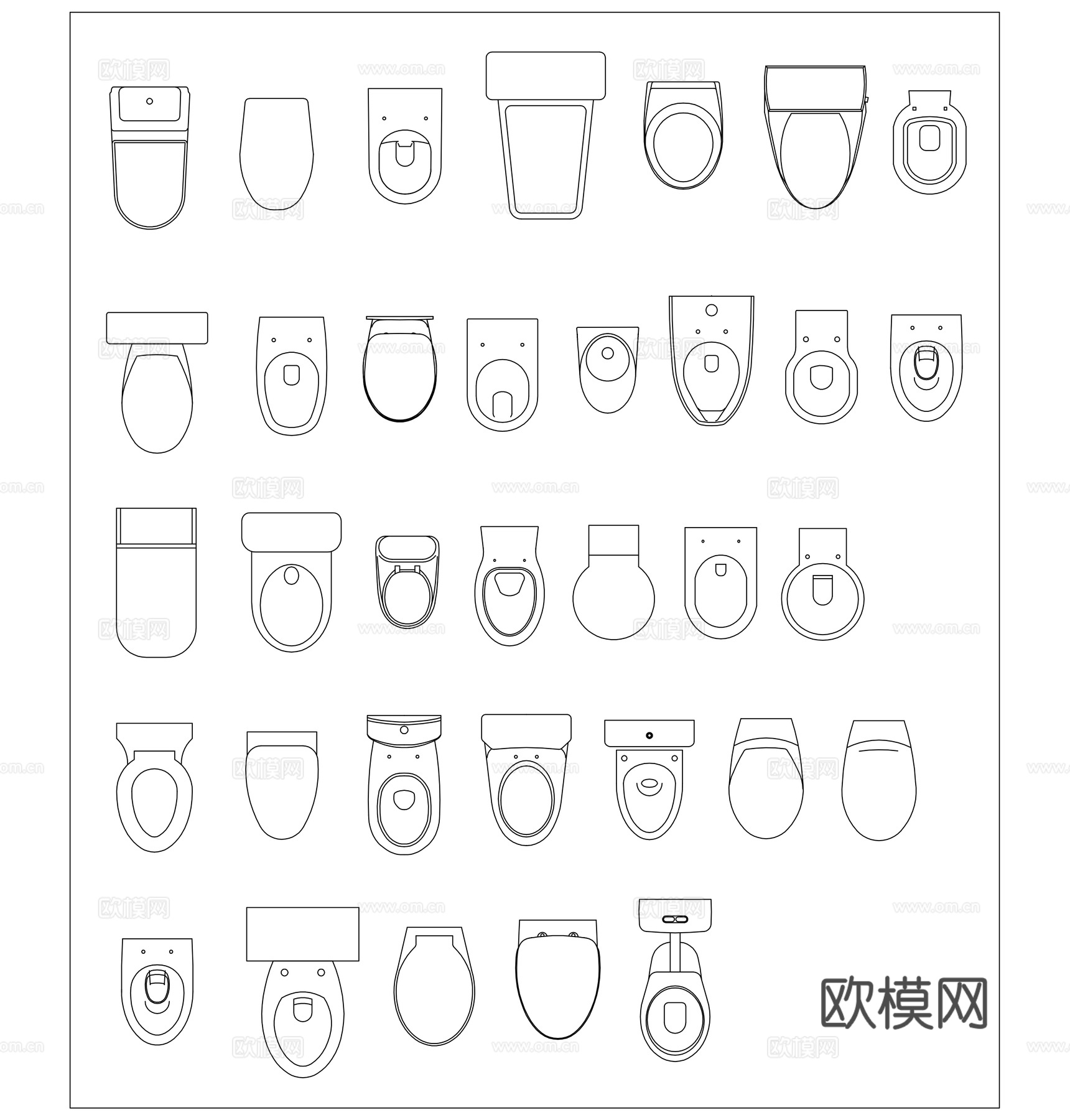 坐便器 恭桶 座厕 大便器 卫生洁具cad施工图