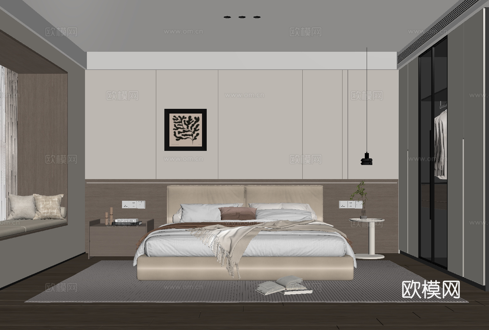 现代意式卧室su模型