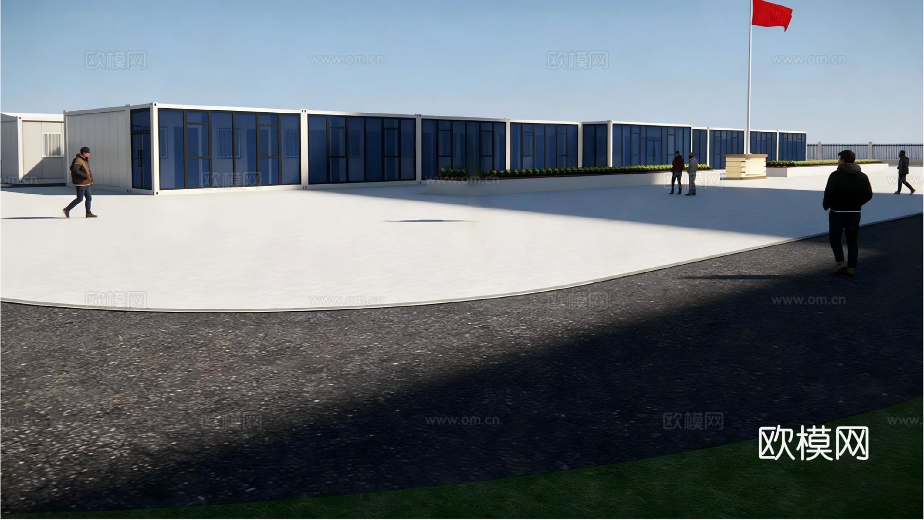 彩钢房  活动板房  彩钢临建  幕墙  玻璃幕墙  营地su模型