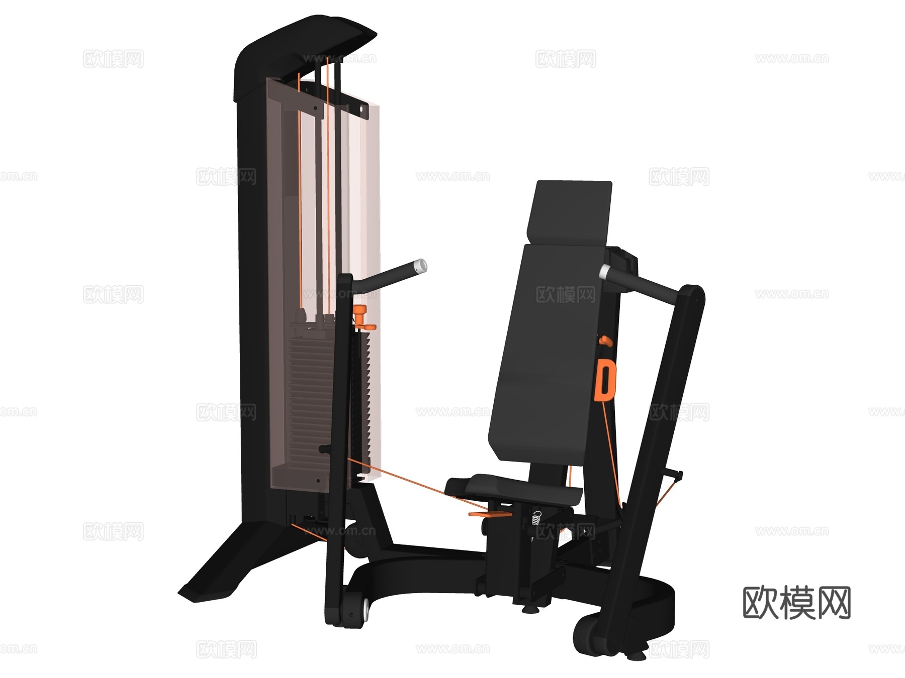 运动器材 健身器材 健身房设备 坐姿推胸器su模型