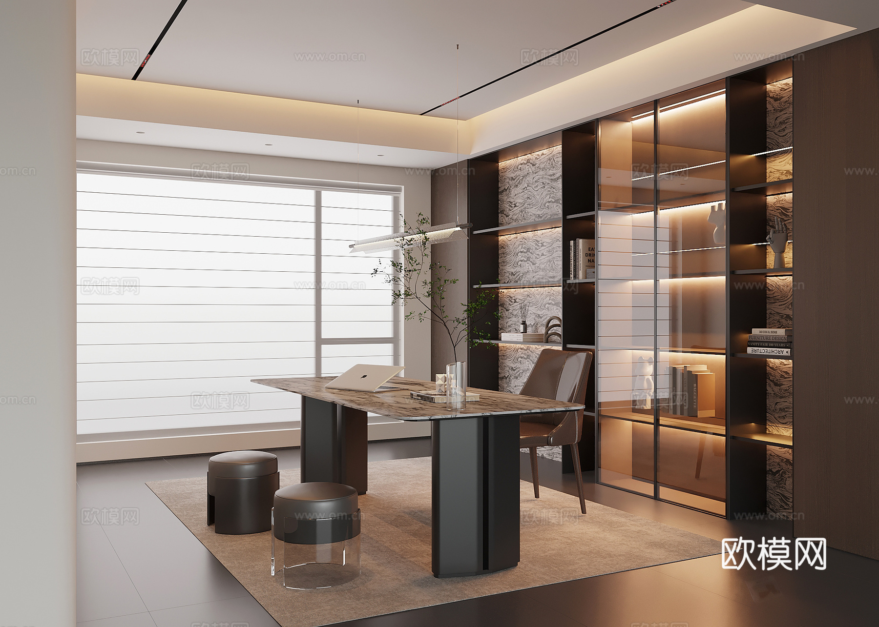 意式书房su模型