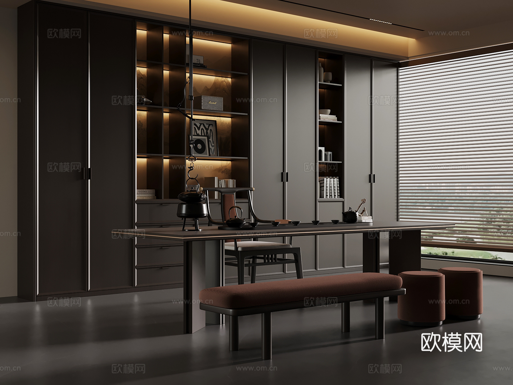 新中式茶室su模型