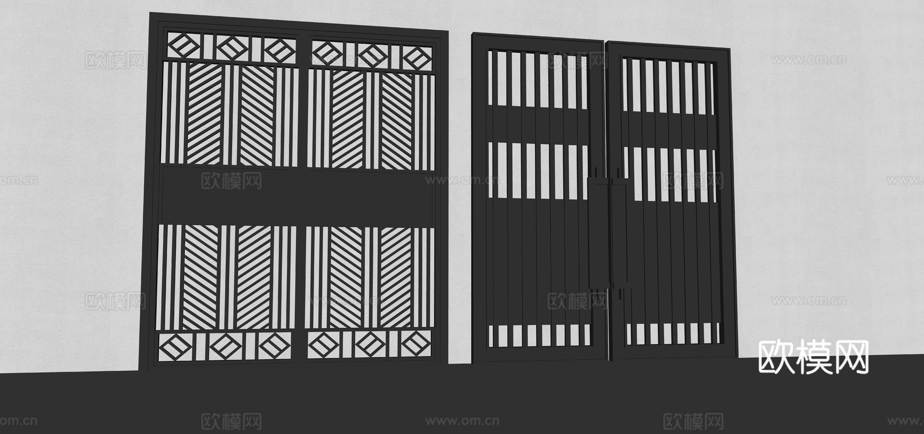 双开门 入户门su模型