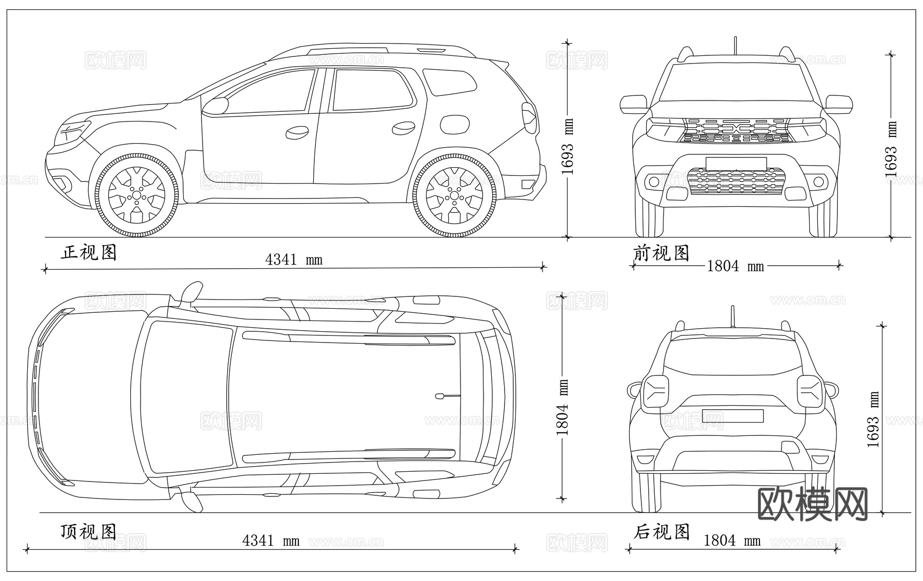雷诺达斯特 达契亚达斯特 达斯特冒险者 平民四驱SUV 进口cad施工图