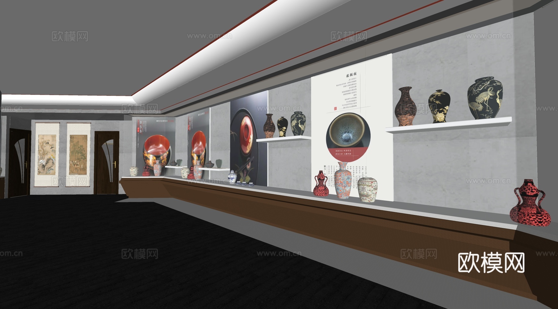 现代陶瓷展厅 瓷器展厅 青瓷展厅 文化展厅su模型