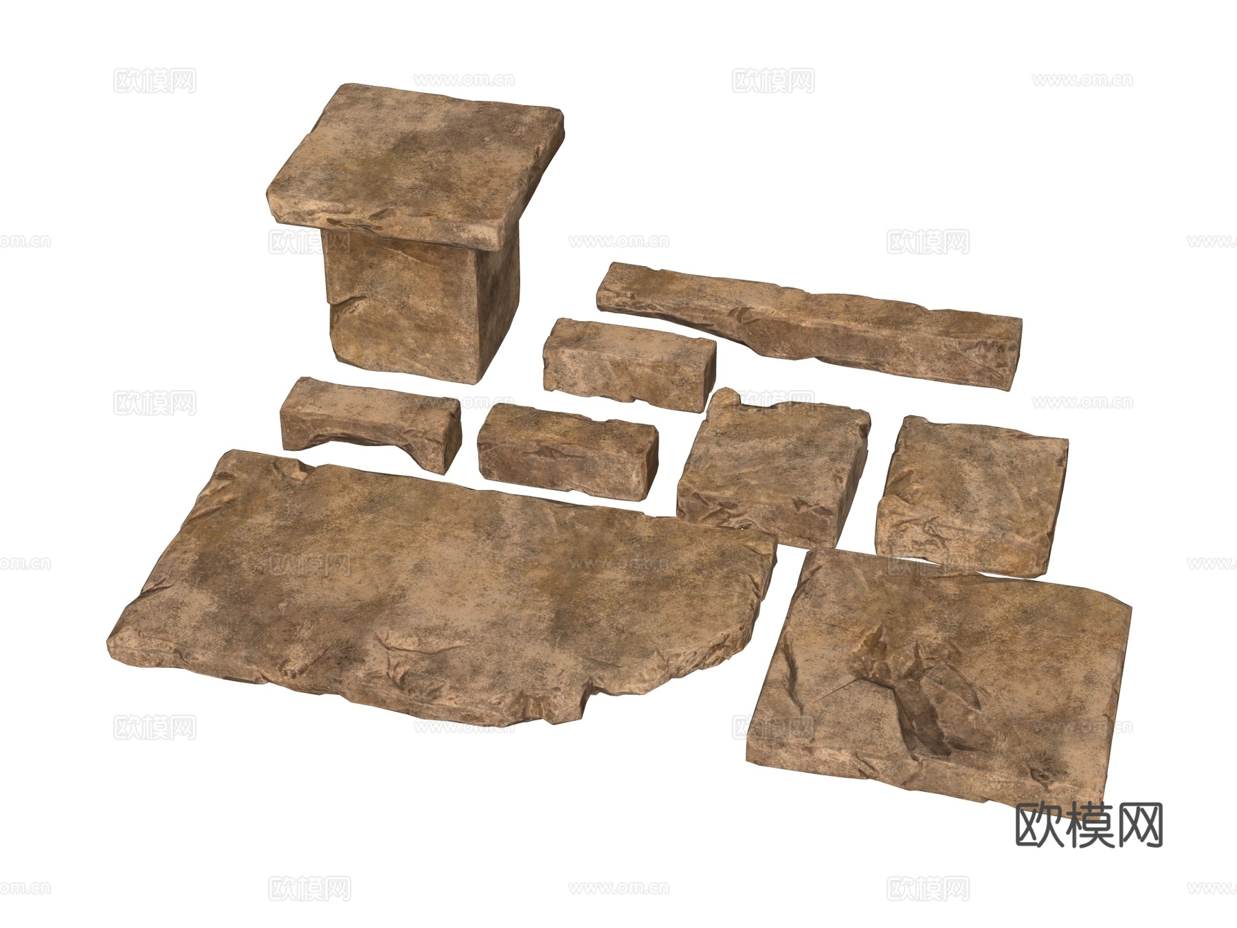 石板 石踏步 汀步 园林景观su模型