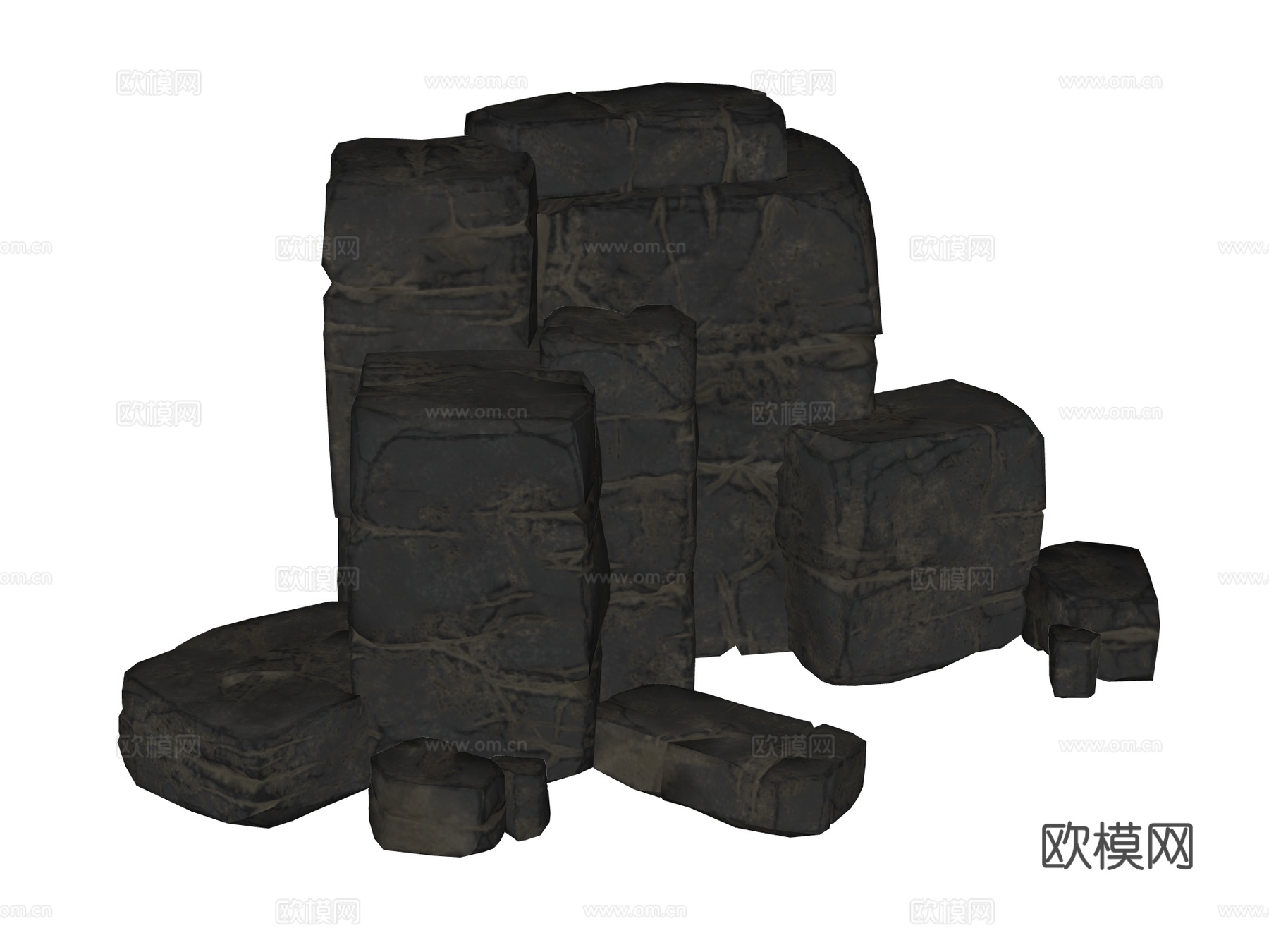 景观石 假山石头 园林景观su模型