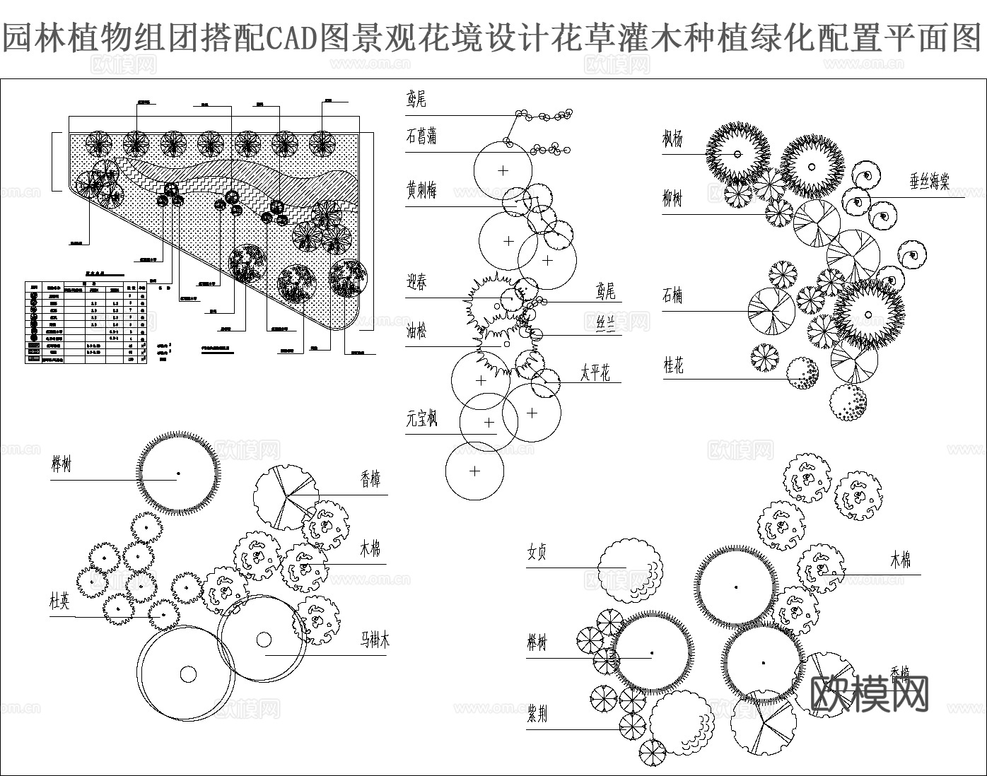 园林植物组团搭配CADcad施工图