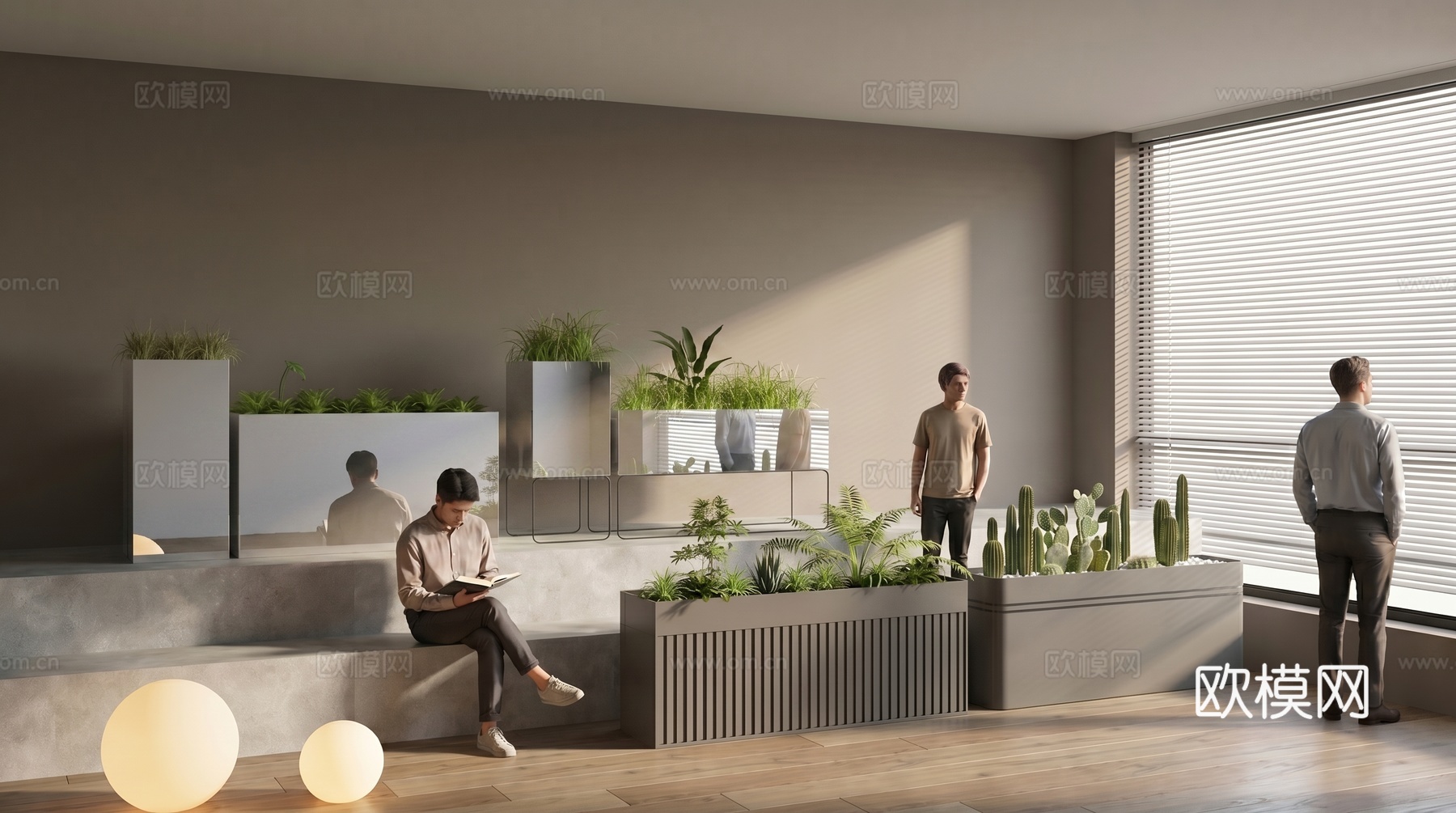 现代花箱  网红花箱   金属花箱su模型