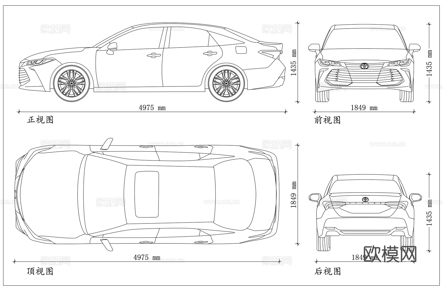 亚洲龙 丰田亚洲龙 Avalon 丰田Avaloncad施工图