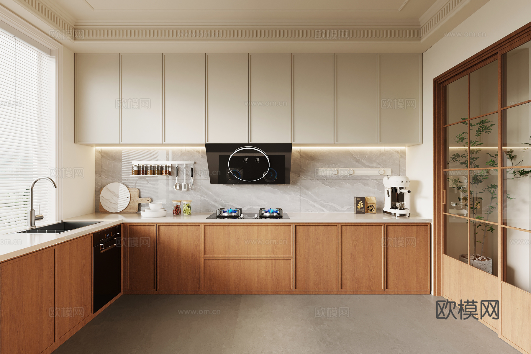 中古风厨房su模型