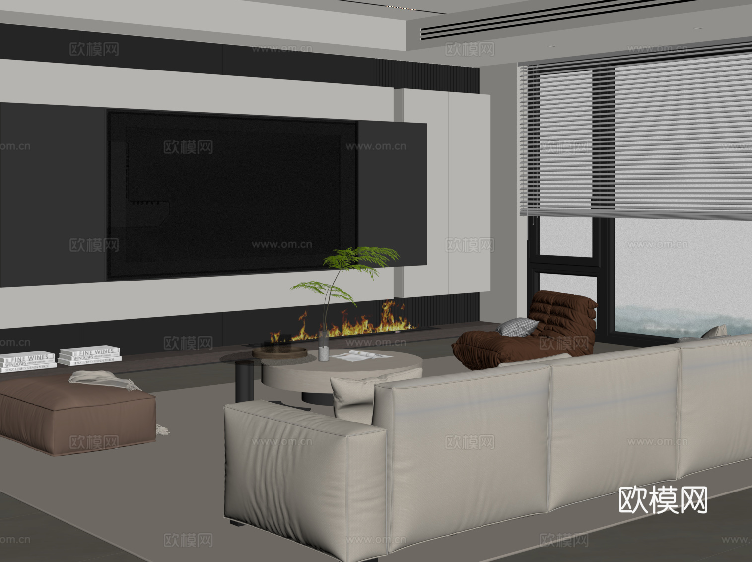 意式客厅su模型