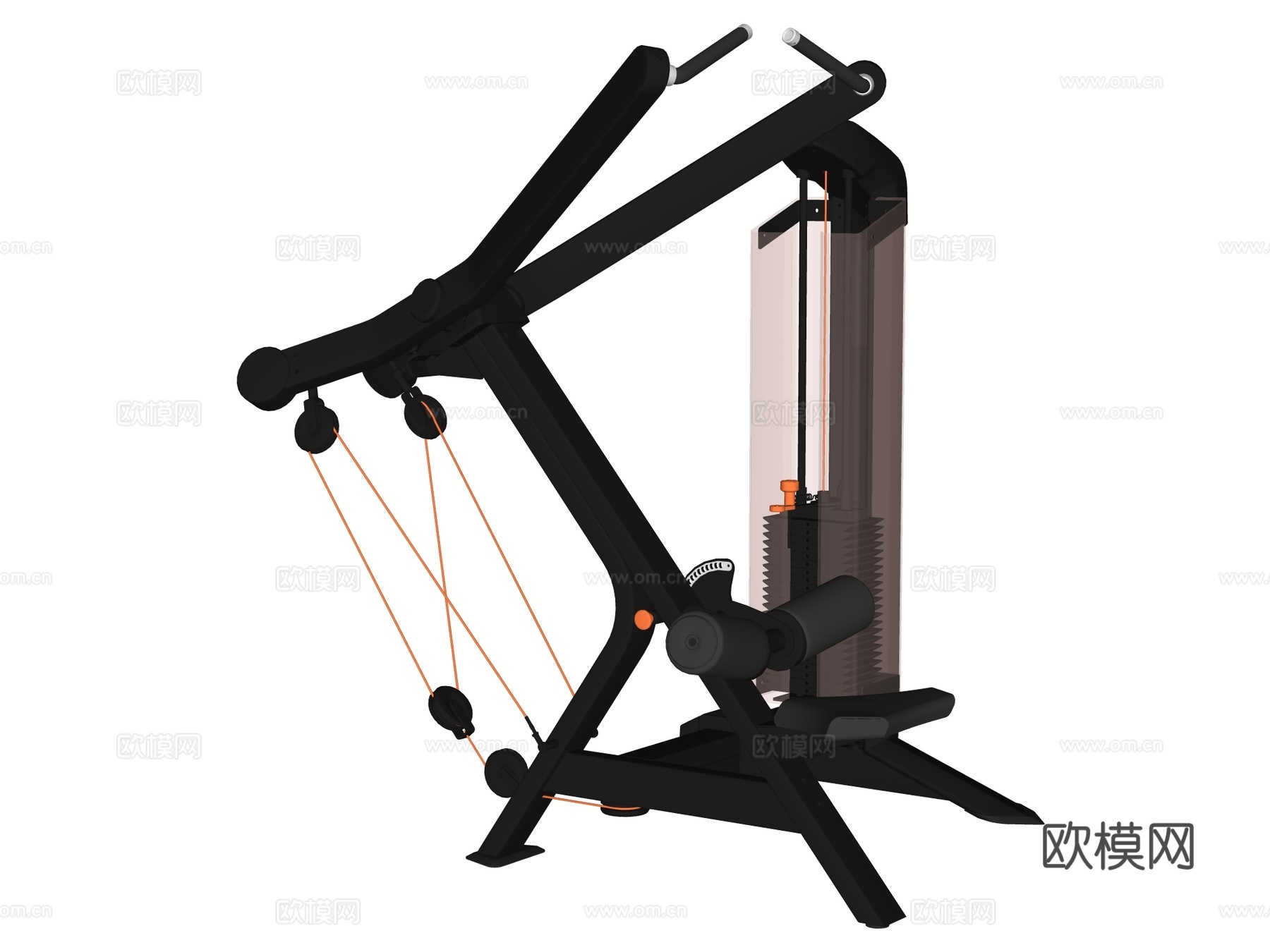 运动器材 健身器材 健身房设备 坐姿高位下拉器su模型