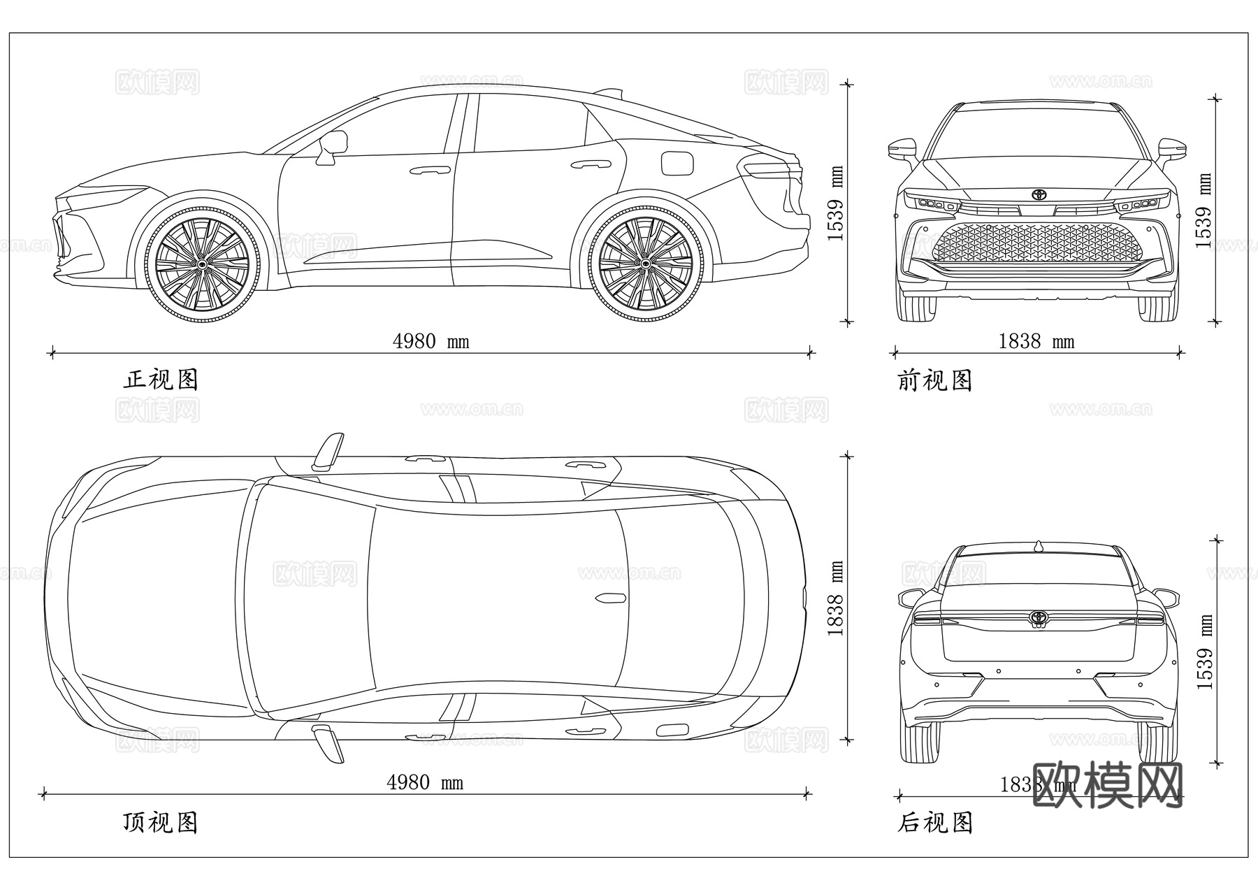 丰田皇冠轿车 皇冠旗舰座驾 丰田经典皇冠 皇冠豪华轿车 丰田cad施工图