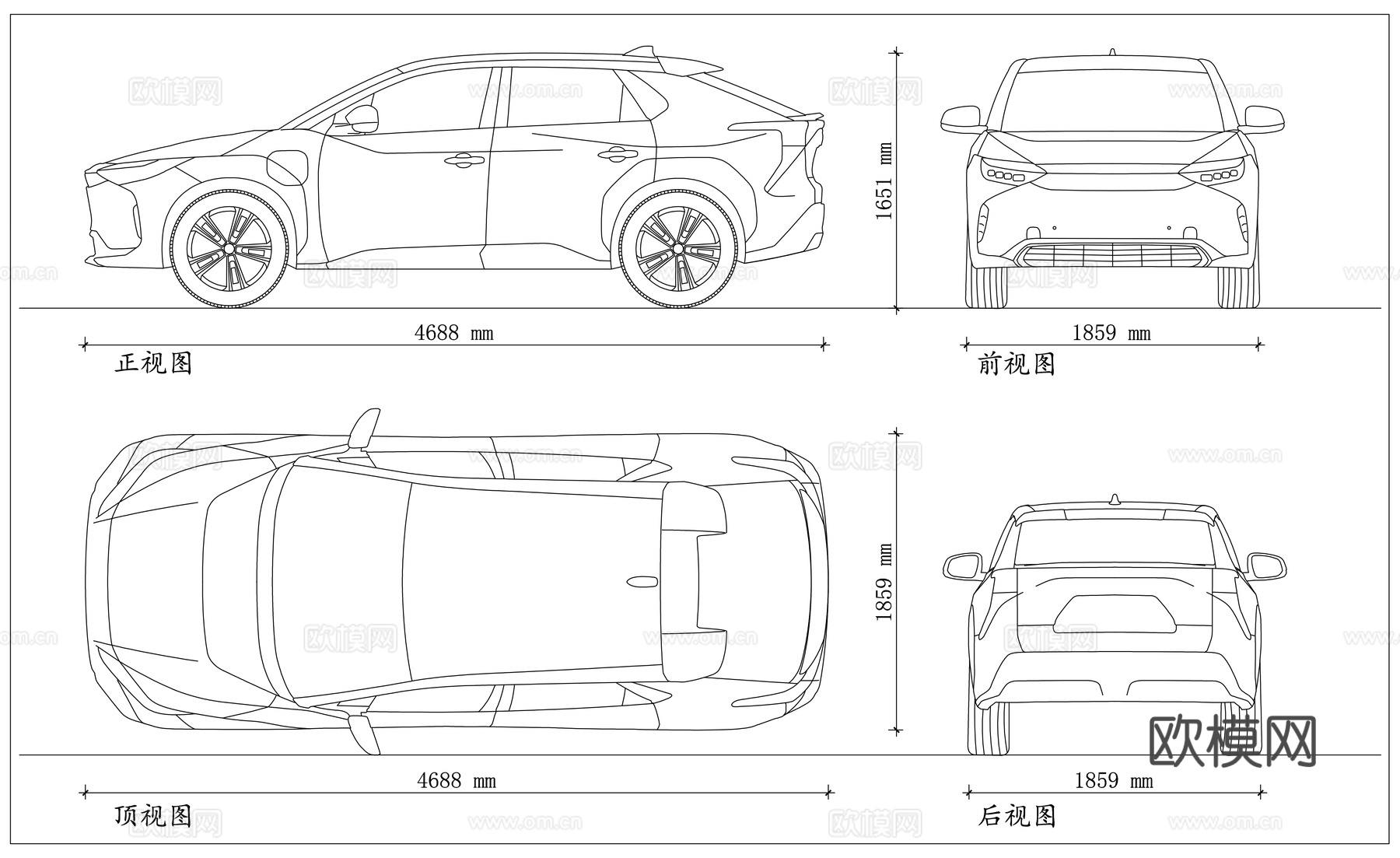 铂智4X 丰田bZ 斯巴鲁索尔特拉 bZ4X旅行版 bZ森林cad施工图