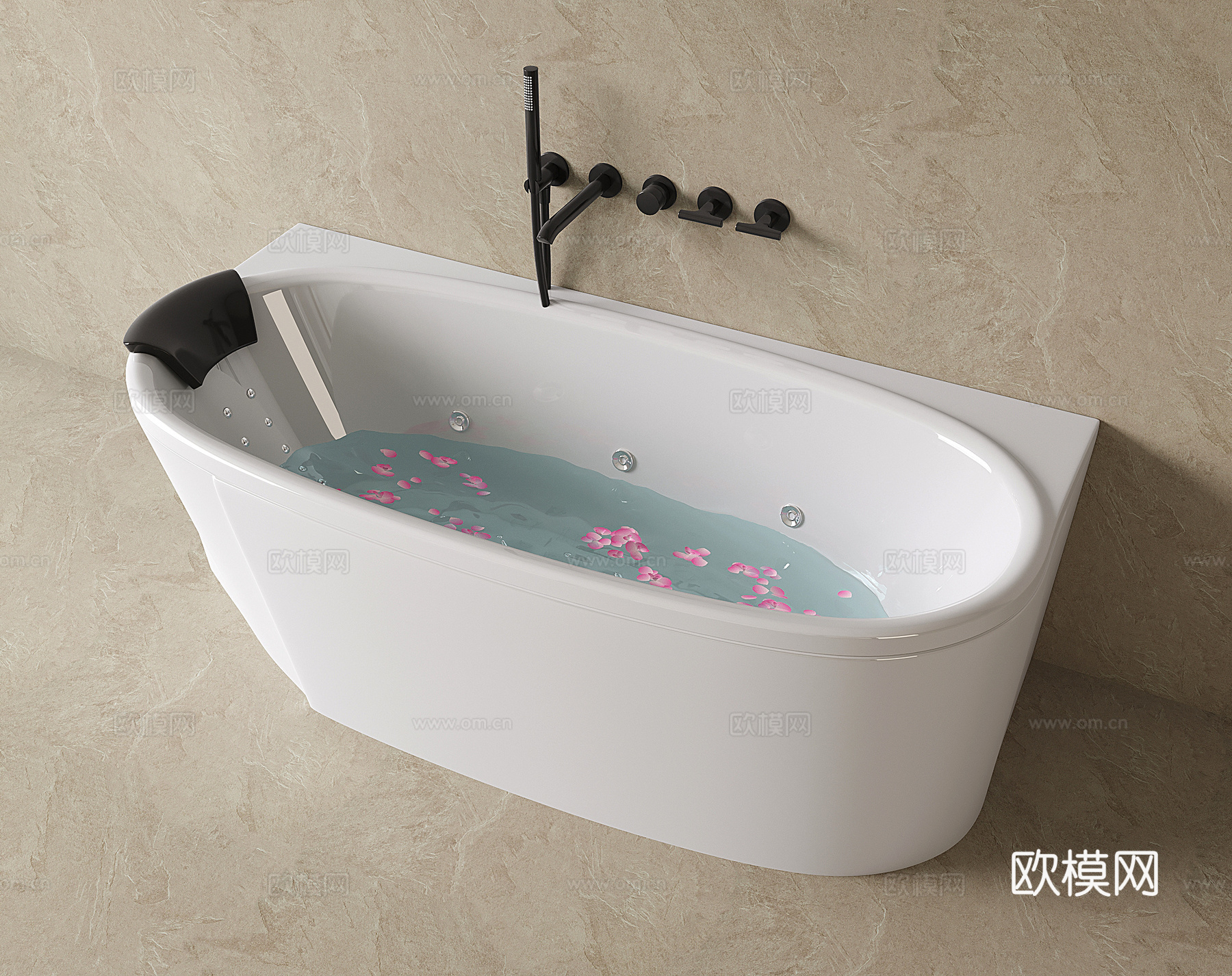 现代长方形浴缸 椭圆浴池 圆弧浴缸 冲浪按摩浴缸su模型