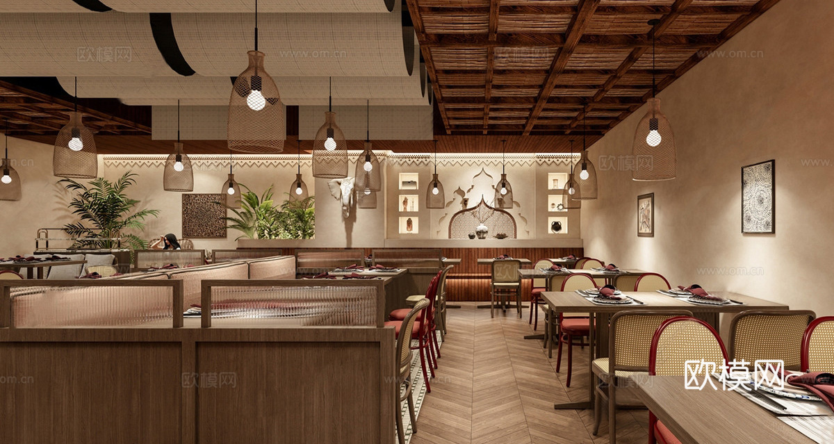 中古自助餐厅 茶餐厅 餐桌椅组合su模型