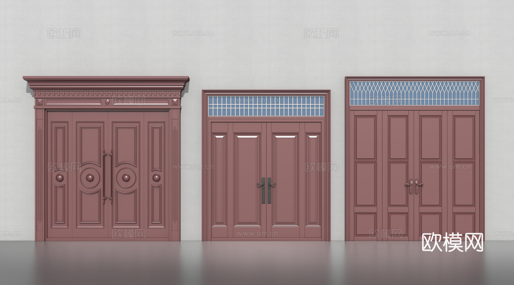 双开门  新中式大门su模型