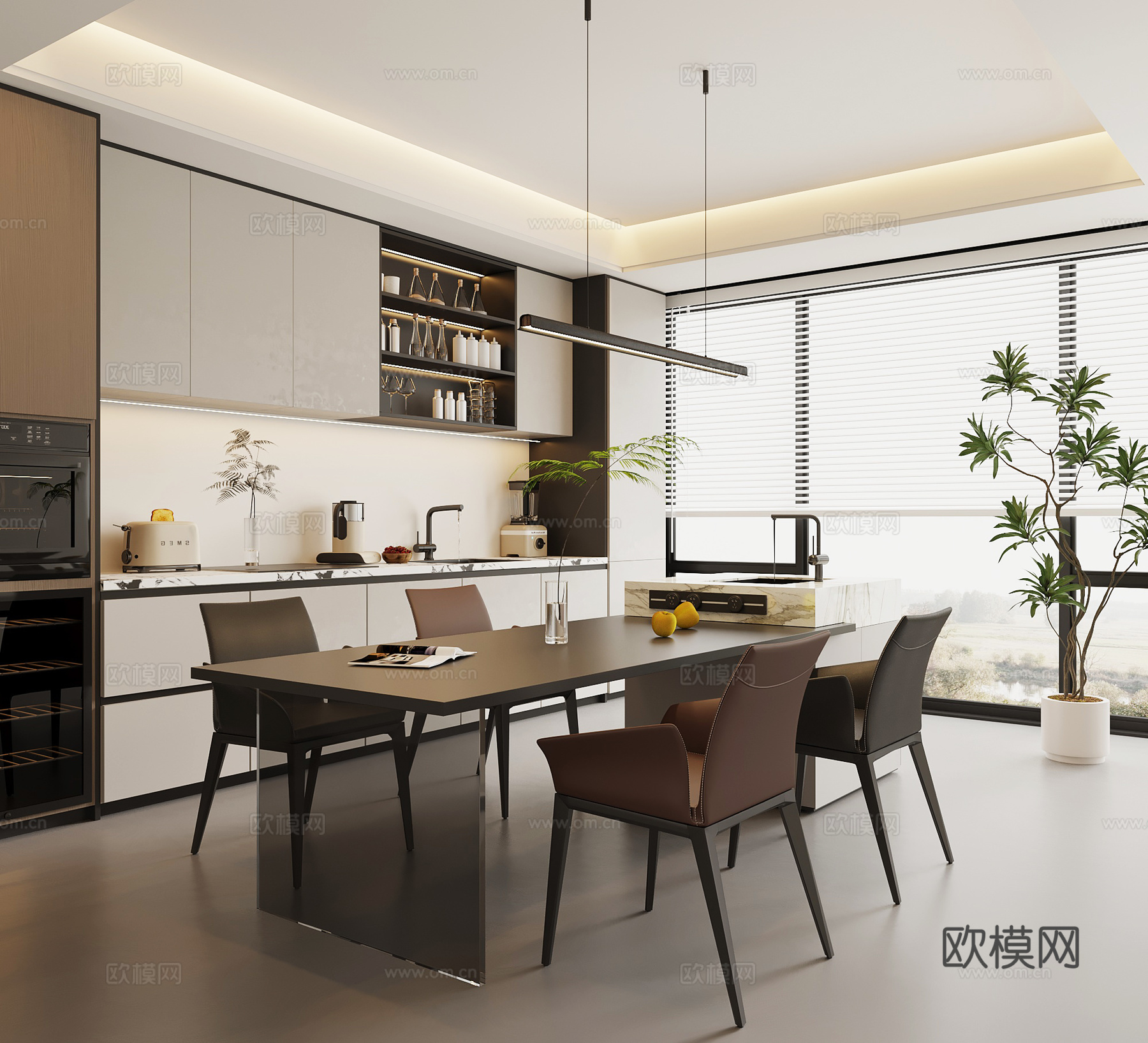 现代餐厅su模型