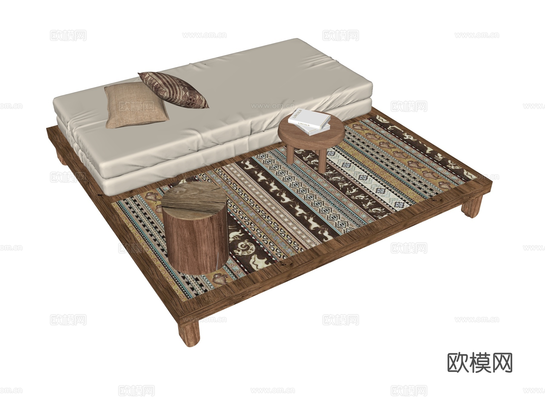 户外沙发 户外沙发床 户外桌椅su模型