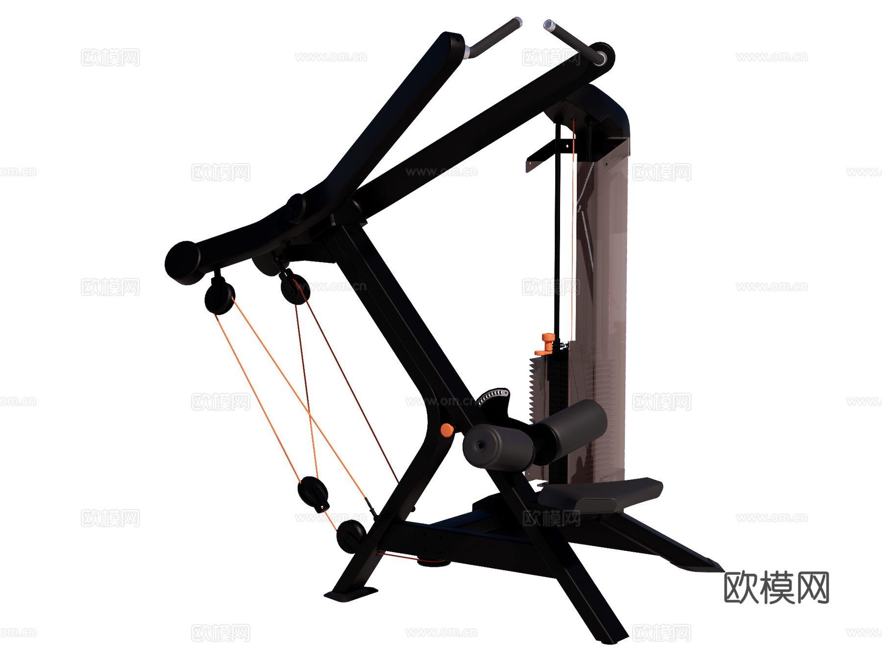 运动器材 健身器材 健身房设备 坐姿高位下拉器su模型