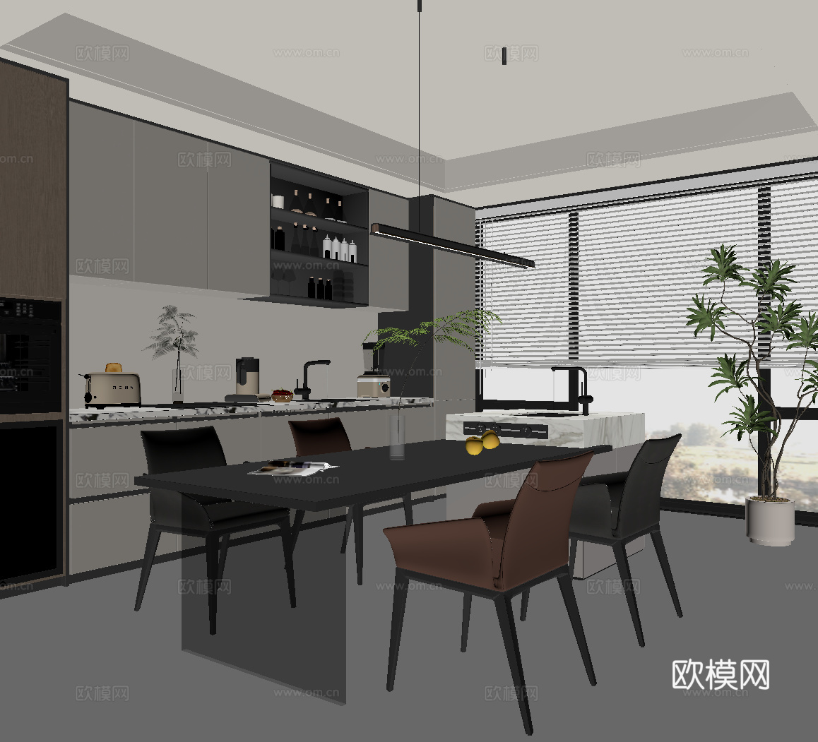 现代餐厅su模型