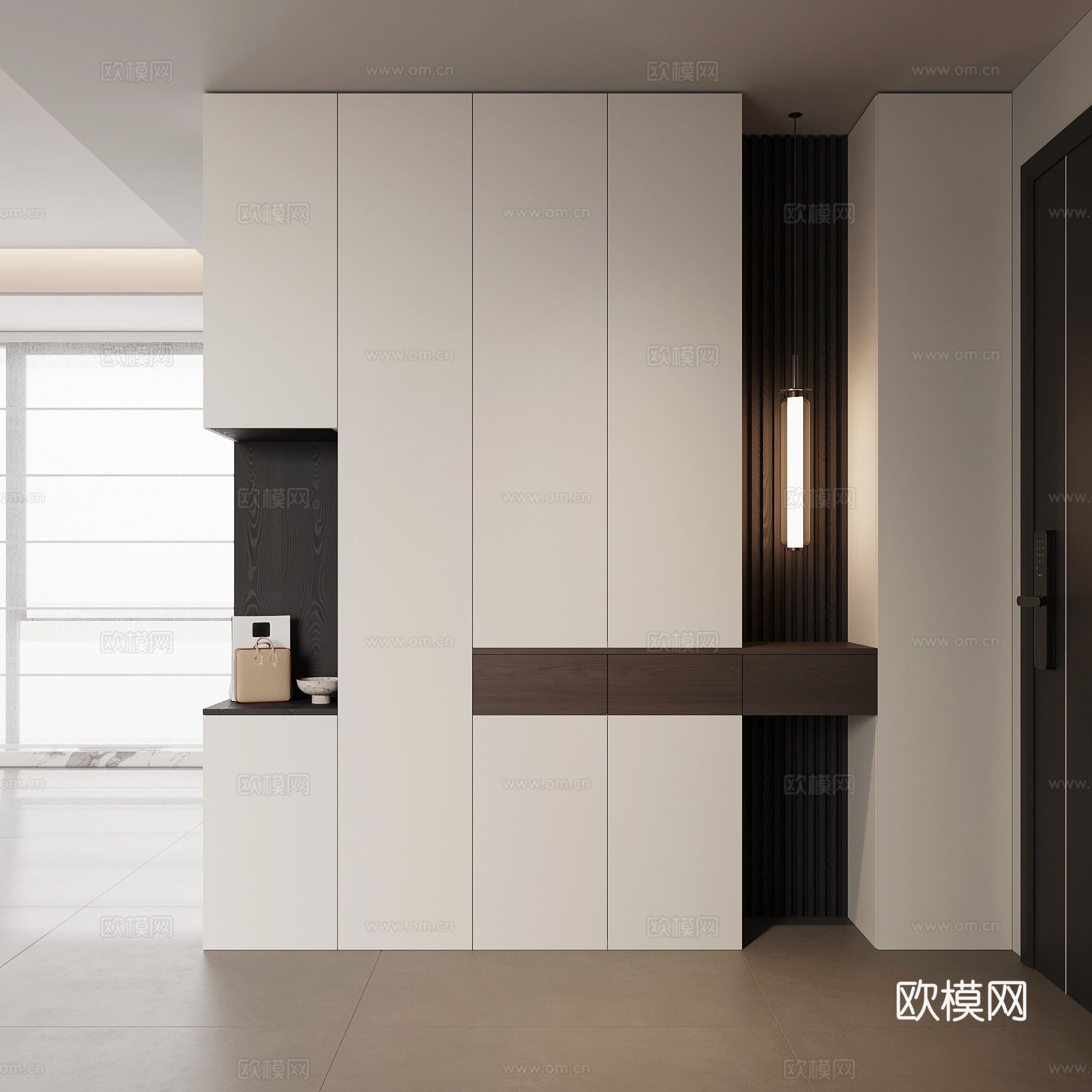 现代意式玄关 玄关柜 鞋柜su模型