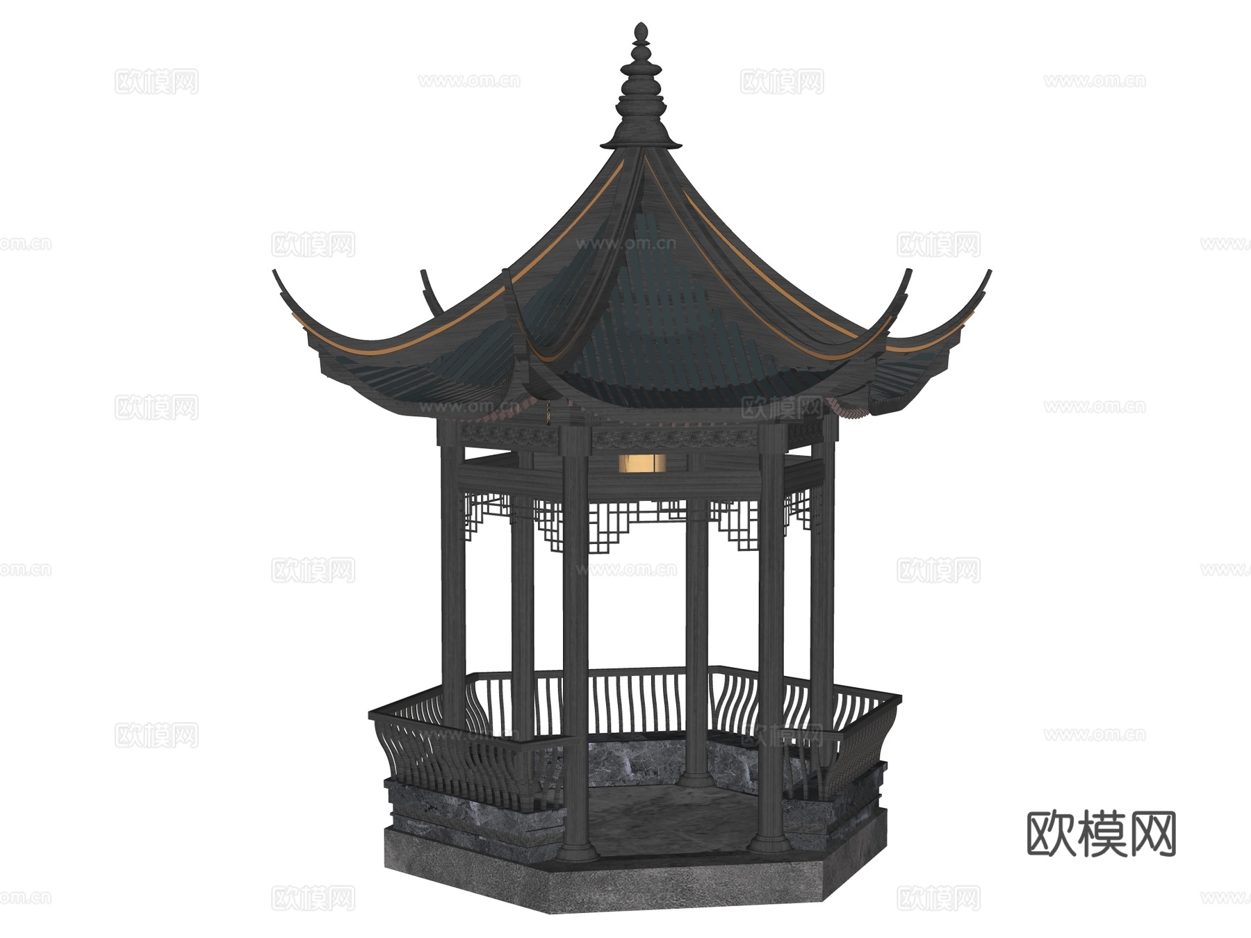 凉亭 景观亭 六角亭 园林景观构件su模型