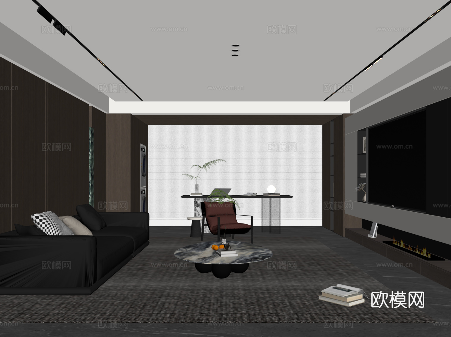 意式客厅su模型