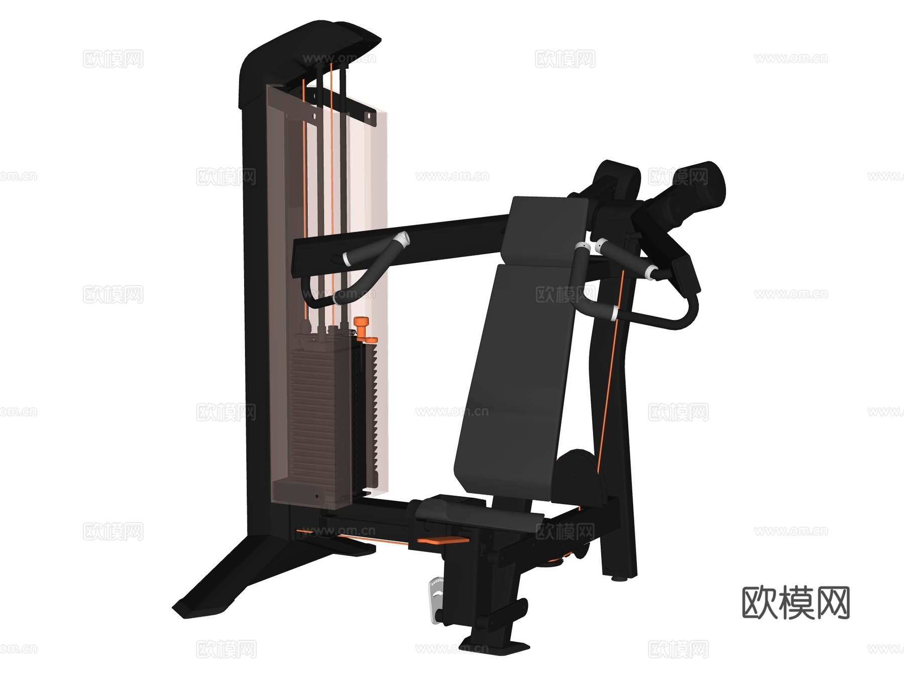 运动器材 健身器材 健身房设备 坐姿推肩器su模型
