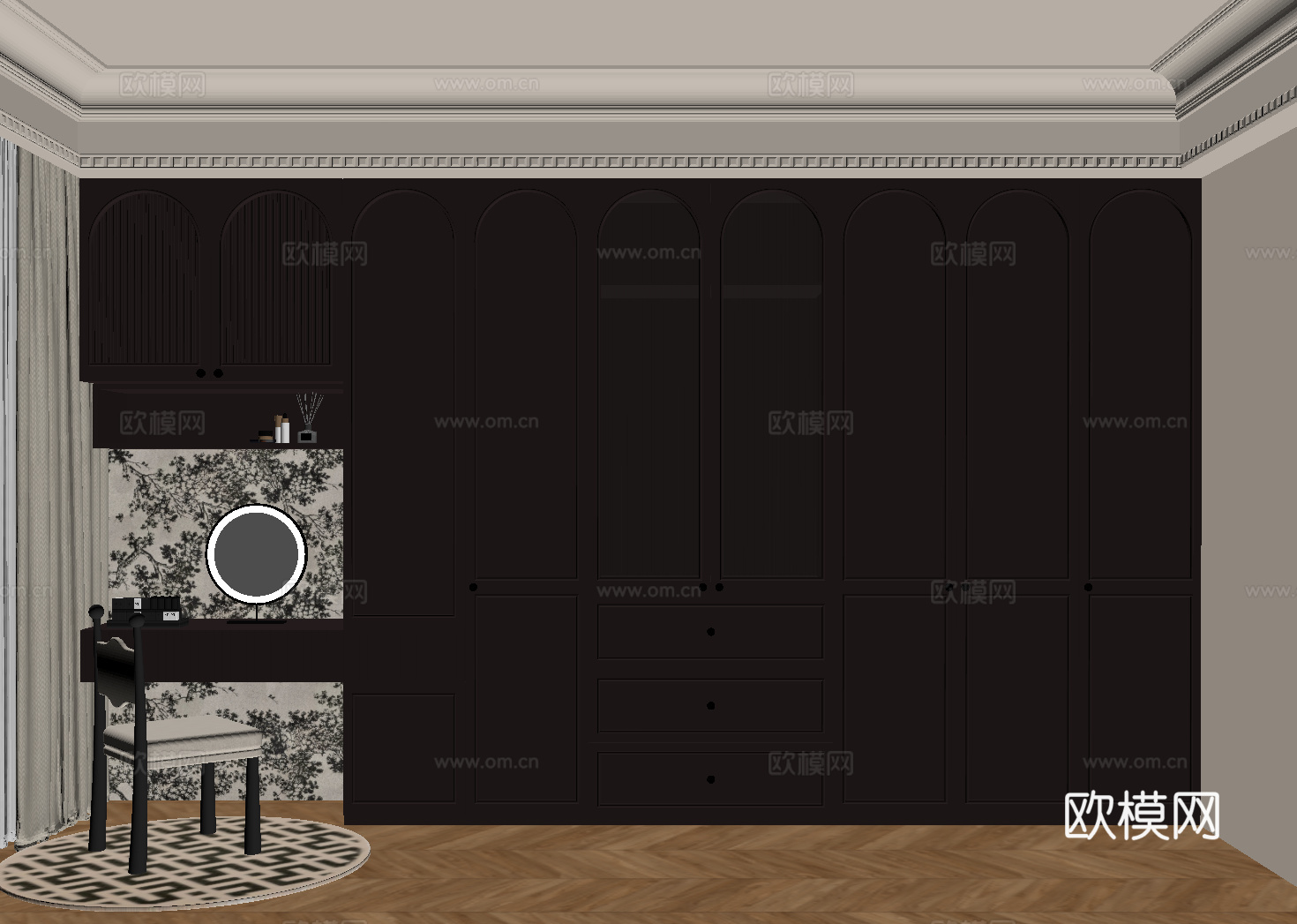 法式复古衣帽间su模型