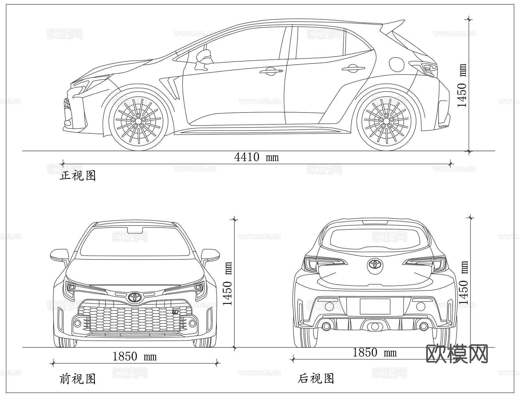 GR卡罗拉 卡罗拉GR 丰田GR 卡罗拉钢炮 GR性能版cad施工图