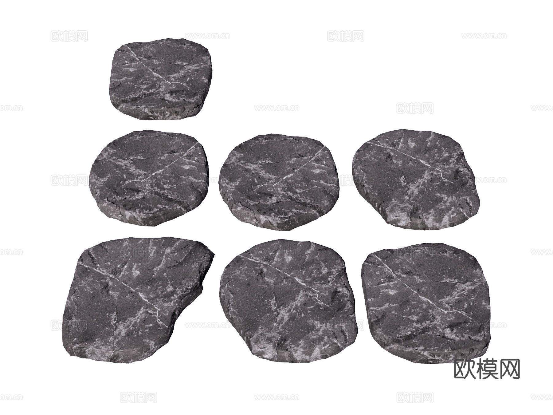 石板 石踏步 汀步 园林景观su模型