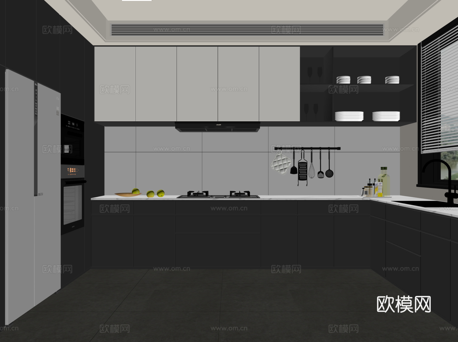 现代意式厨房su模型
