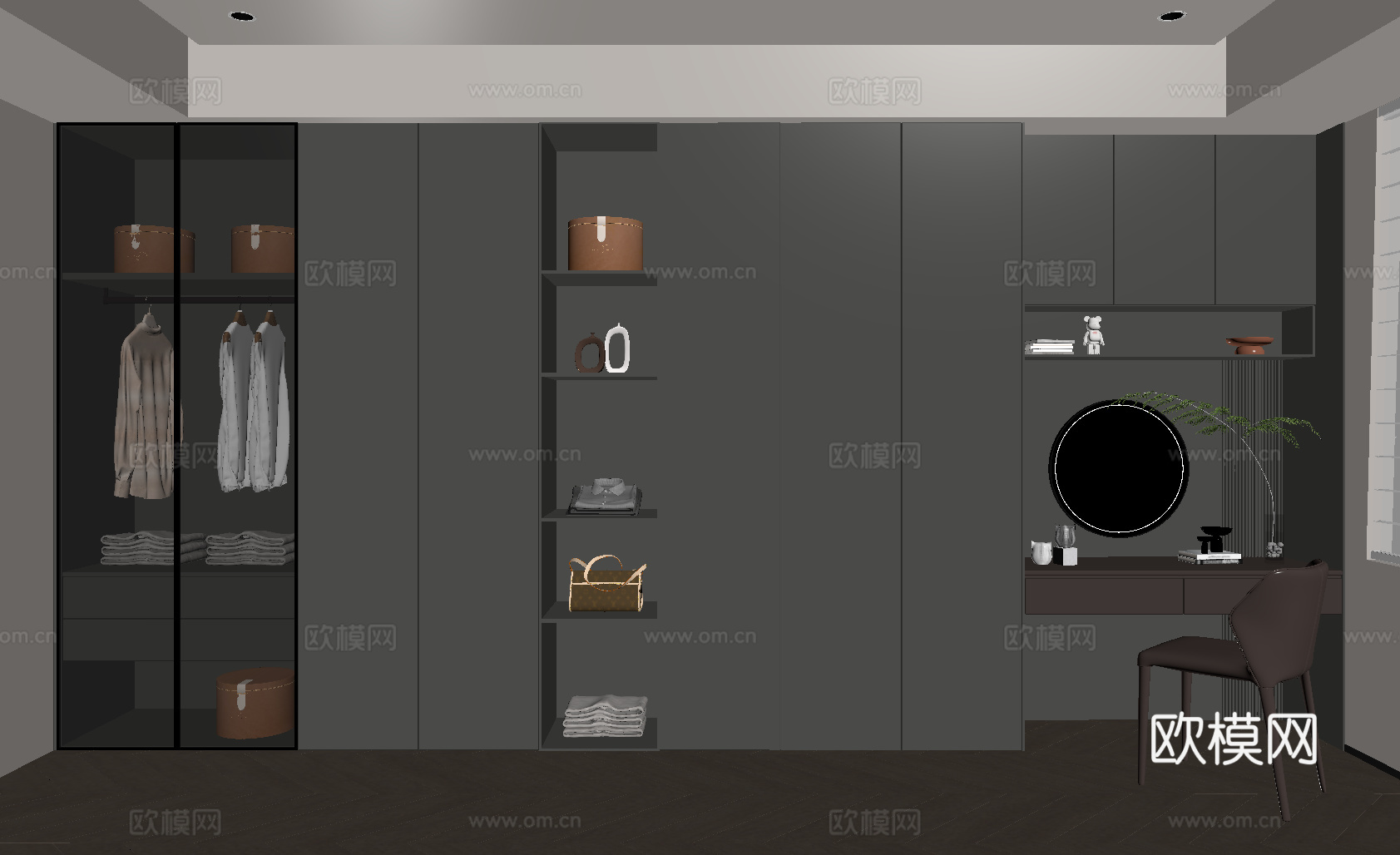 现代意式衣帽间su模型
