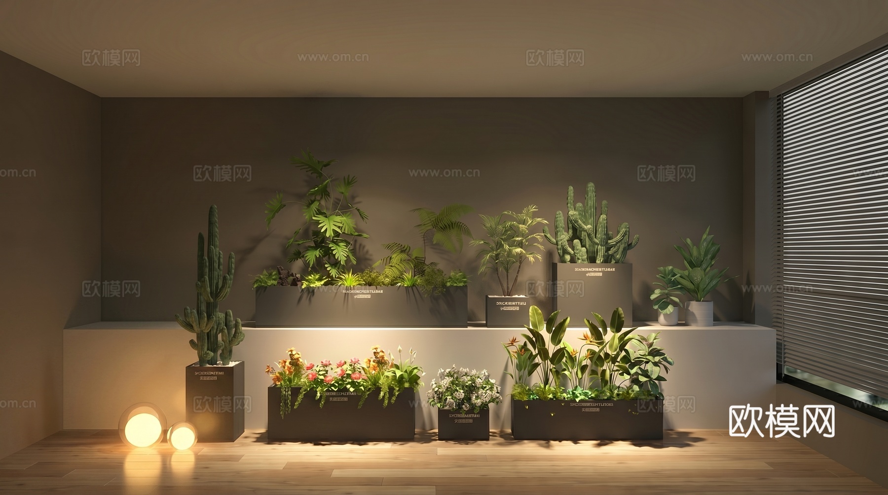 现代花箱  网红花箱su模型