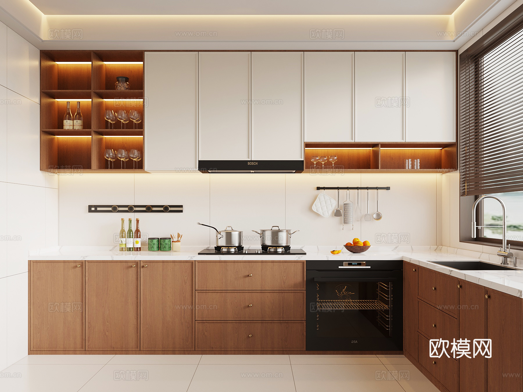 中古风厨房su模型