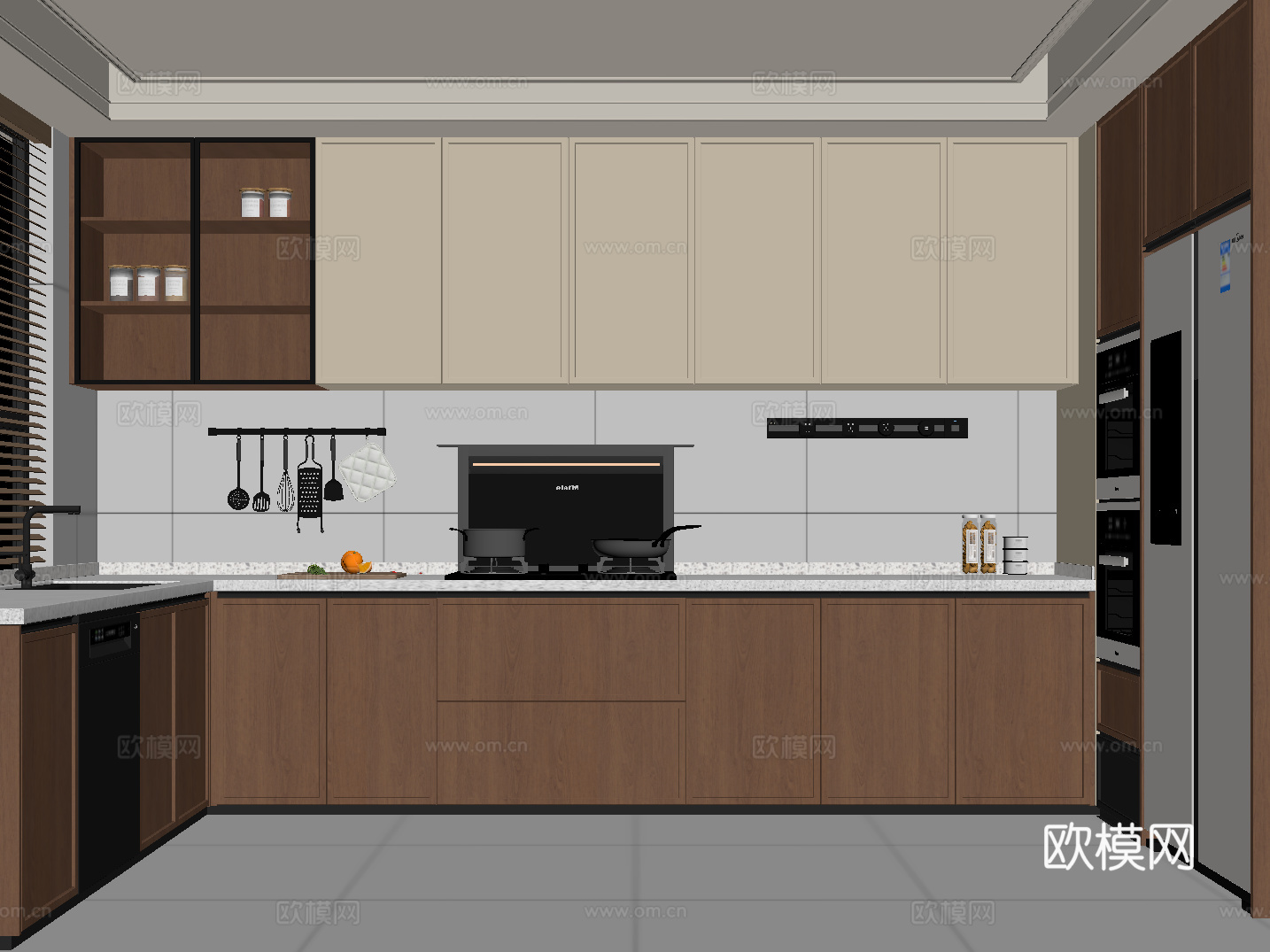 中古风厨房su模型