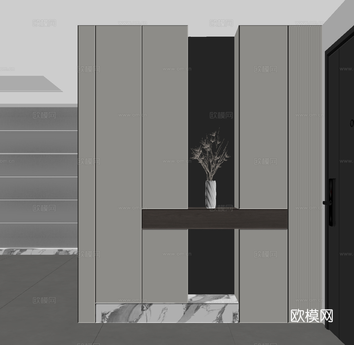 现代意式玄关 玄关柜 鞋柜su模型