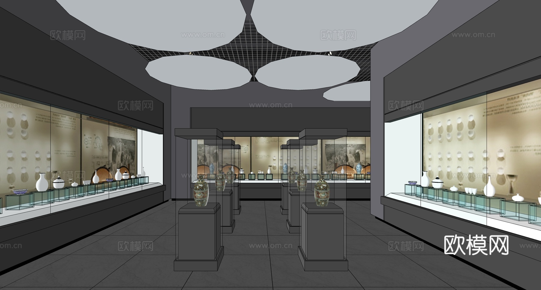 现代陶瓷博物馆 文化展厅 文化博物馆su模型