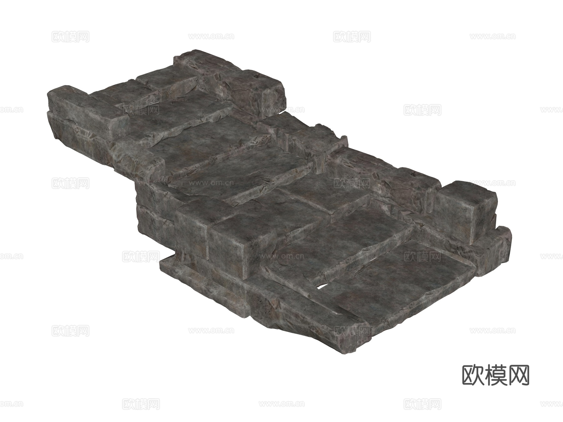 石板 石踏步 汀步 园林景观构件su模型