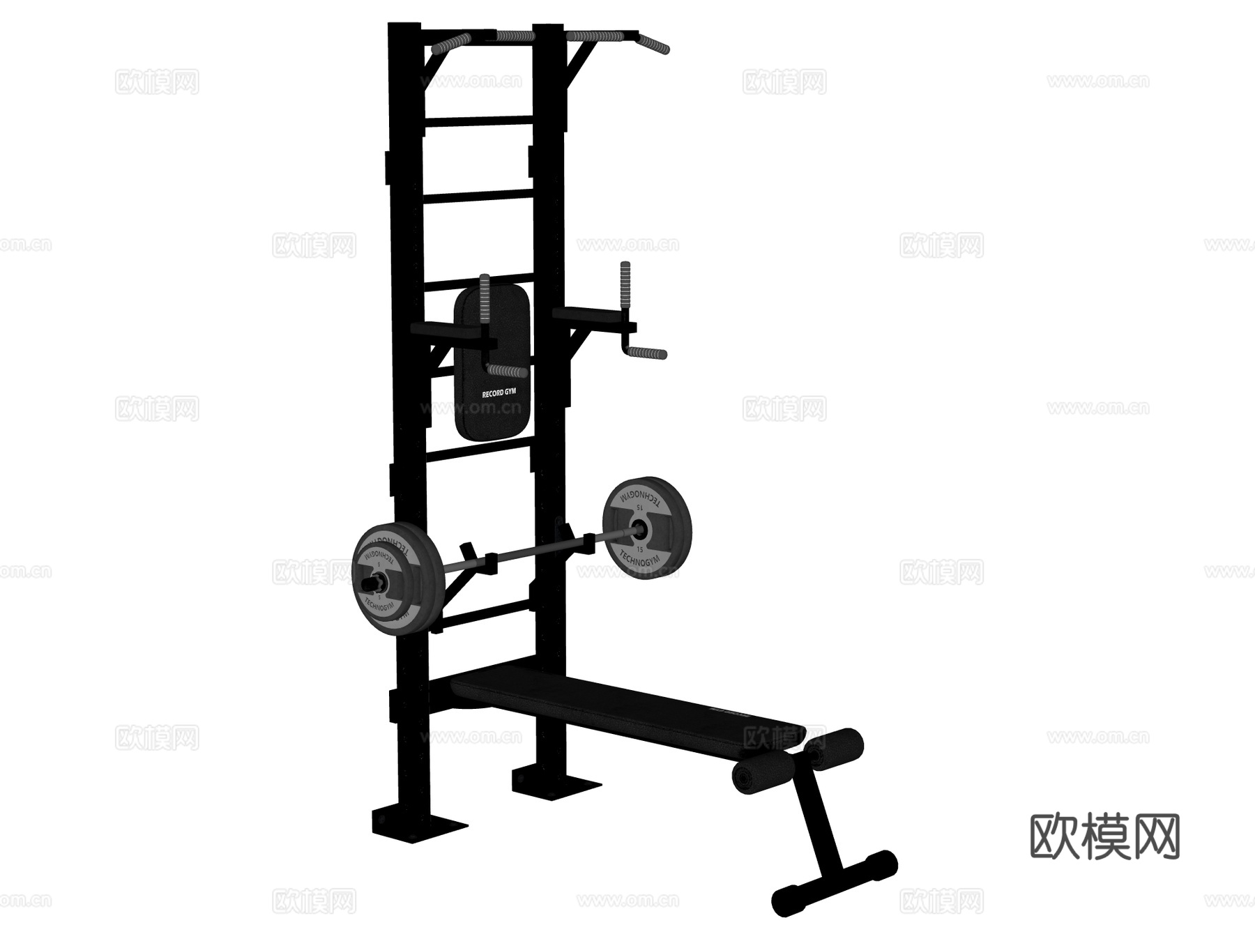 运动器材 健身器材 健身房设备 卧推su模型