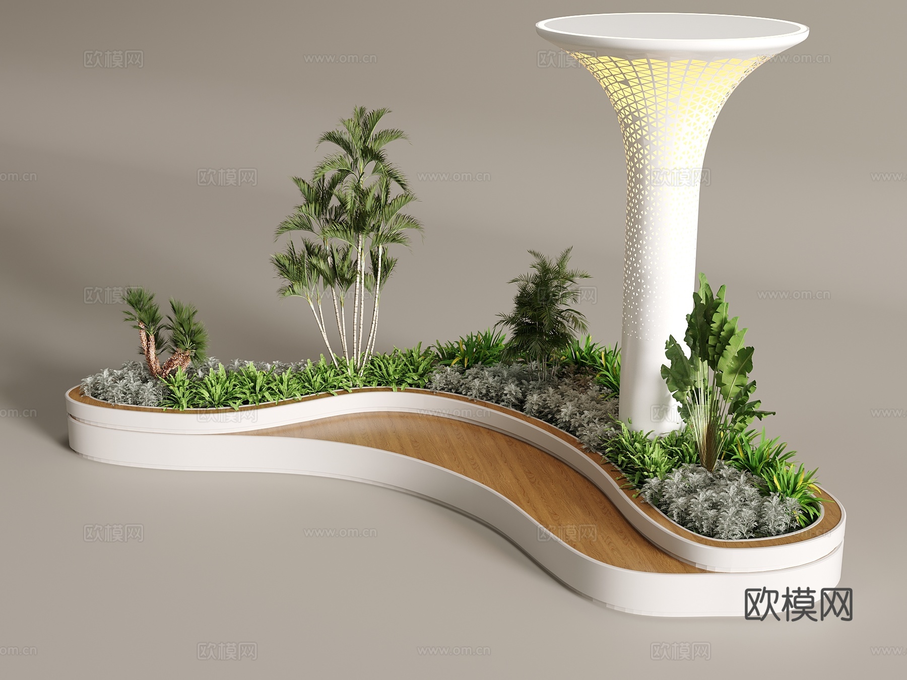 现代景观 卡座 造型柱su模型